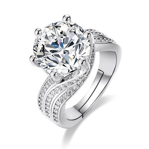 Round Diamond Ring 5 Carat Prong Setting Full Pave Band Women's Engagement Jewelry - Product Image 5