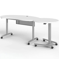 Nouveau design combinant bureau d'enseignant et armoire, mobilier de bureau réglable en hauteur, table rotative en bois cintrée avec roulettes
