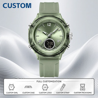 Montre personnalisée, MOQ 50 pièces, montres de sport pour femmes, étanches, affichage double heure, montre-bracelet à quartz, horloge numérique en caoutchouc