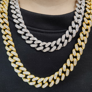 Kubanische Kette New Style Cuban Chain Man Halskette 18 Karat vergoldet Voll Strass Legierung Hip Hop Halskette Eis aus Miami Halskette - Product Image 2