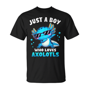 T-shirt Just A Boy Who Loves Axolotls à manches courtes et col rond, impression numérique, pour homme adulte - Product Image 2