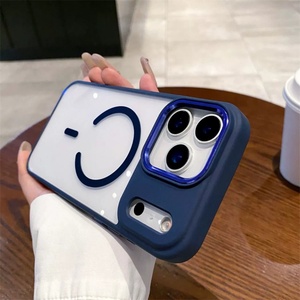 New Acrylic Clear <b>Pink</b> Metal Lens <b>Frame</b> Protector Case for iPhone 16 15 14 17 Air Pro Max Magnetic Wireless Charging Cover - Product Image 6