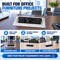Prise de bureau escamotable avec 2 prises, 2 ports USB-A, 1 port USB-C, 16A pour tables de conférence et projets de mobilier de bureau