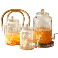 Conteneur de stockage en verre à large ouverture de 1L, 2L, 3L, 4L, 5L, 6L, 1 gallon, écologique, pour jus, eau, distributeur de boissons avec robinet, vente en gros