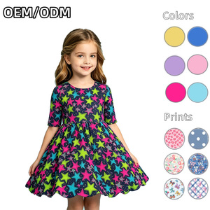 HIPPO KIDS ODM <span class=keywords><strong>Robe</strong></span> décontractée pour filles, printemps-automne, imprimés floraux et papillons, style skater, tricotée, respirante, longueur genou - Product Image 1