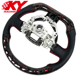 Volante deportivo personalizado de fibra de carbono forjada roja con LED y cuero perforado negro para Toyota 86 GT86 Scion FR-S Subaru BRZ - Product Image 3