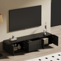 Console TV moderne de luxe de 70 pouces avec un design unique en forme de vague spirale, armoire de rangement avec 2 tiroirs, salon, chambre à coucher