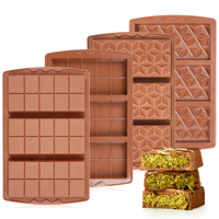 Moules à barres chocolatées SILIKOLOVE Factory, 3 cavités, grandes, épaisses, en silicone, antiadhésives, sans BPA, certifiées LFGB Platinum.