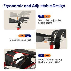 Andador Plegable <span class=keywords><strong>con</strong></span> <span class=keywords><strong>Asiento</strong></span> Acolchado, Ligero y Portátil, de 4 Ruedas, Ayuda <span class=keywords><strong>para</strong></span> Caminar <span class=keywords><strong>con</strong></span> Altura Ajustable <span class=keywords><strong>para</strong></span> <span class=keywords><strong>Adultos</strong></span> Mayores, OEM - Product Image 6