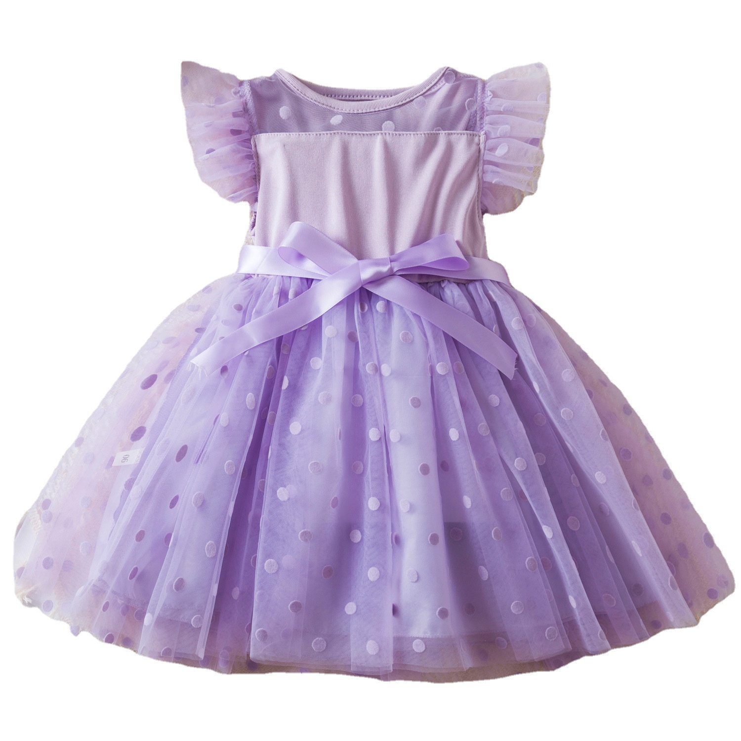 New Summer Girls' Dress Style Polka Dot Mesh Princess Skirt Flying Sleeves  Puffy Gauze Dresses| Alibaba.com