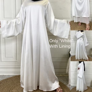 6622# 10 Colors Abaya Muslim Dresses Long Flare Sleeve EID Ramadan Gown Clothing Modest Fashion Satin Islamic Dress - Product Image 5