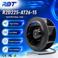 Ventilador Centrífugo AC R2D225-AT26-15, 400VAC, 225mm, 1150m3/h, Trifásico, Aspas Curvadas hacia Atrás, Reemplazo para Ventilación de Gabinetes con Inversor