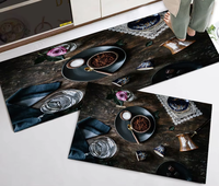 Tapis de cuisine antidérapant à motif géométrique de dessin animé, fabriqué à la machine, pour usage en cuisine