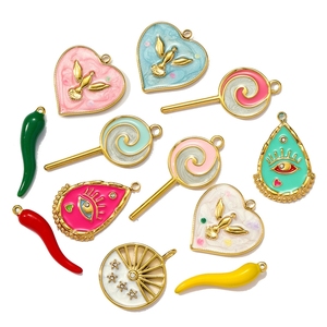 SH58 Abalorios de moda para joyería DIY de Navidad, con diseños de gota de aceite, corazón, ojo de la suerte y ángel, para fabricantes - Product Image 2