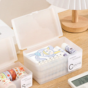 Plastic Desktop <b>Storage</b> <b>Box</b> Transparent Rectangle Covered <b>Small</b> Square Organizer For Office Desk Jewelry Card Holder - Product Image 4