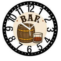 Horloge murale en métal décorative, cadran en forme de baril de whisky, chiffres arabes, en fer forgé, face en bois traité UV, pour la décoration de la cave des hommes, du bar à domicile, du pub, ou comme cadeau