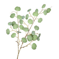 Feuilles d'eucalyptus artificielles double face à 3 branches, fausses feuilles de monnaie pour décoration murale de mariage et arrangements floraux