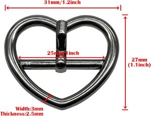 Lot de boucles à rouleaux métalliques en pouces, boucles à ardillon en métal en forme de cœur pour la quincaillerie de ceintures, sacs, anneaux, bricolage A - Product Image 2