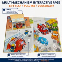Libro Interactivo de Aprendizaje para Niños, Personalizado, de Cartón, 3D, con Diseño de Camión de Bomberos, con Solapas, Tapa Dura, Impresión OEM