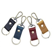 Porte-clés en cuir avec mousqueton, sangle en PU, anneau fendu pour bord plié et cousu, ton laiton antique, 4 couleurs, vente en gros