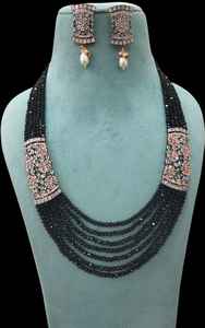 Modern Trendy Multi Layer <b>With</b> AD Stone <b>Necklace</b> Set <b>with</b> Earrings Perfect for Wedding Reception and Party Wear For Women - Product Image 3