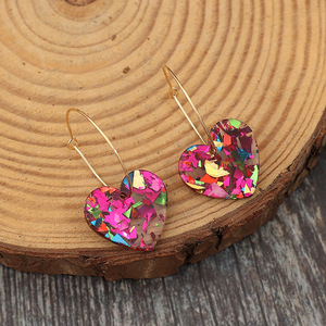 Orecchini pendenti multicolor a cuore trasparente da donna, gioielli alla moda - Product Image 4