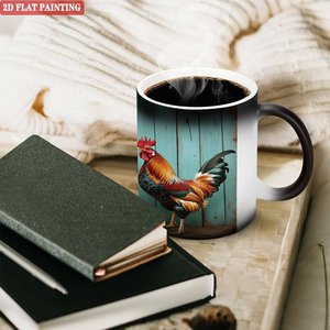 Custom Logo Blank Mug Frosted Black 11oz <b>Ceramic</b> Heat Sensitive <b>Cup</b> - Product Image 3