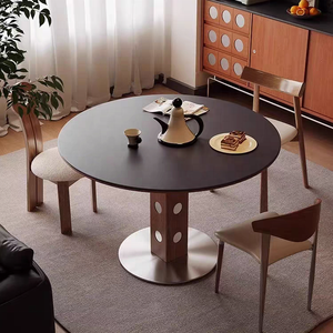 Table à manger rétro en bois massif et pierre frittée <span class=keywords><strong>Bauhaus</strong></span> de style nordique ancien pour ensembles de salle à manger - Product Image 5