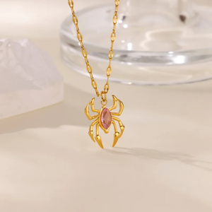 Stylish Spider Shaped Zircon Pendant <b>Necklace</b> For Women Using 304 Stainless Steel & 18K <b>Gold</b> Plated Chain Waterproof Non Fading - Product Image 5