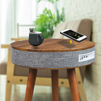 Table Basse Audio Intelligente à Chargement Sans Fil Bluetooth en Bois Massif Pur, Table de Chevet, Table de Salon, Table de Canapé - Prix Usine