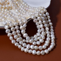 Collier de perles baroques d'eau douce 7-8 mm, qualité moyenne AA+, perles d'eau douce cultivées