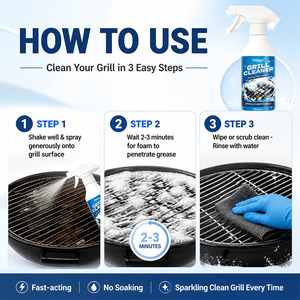 FISHLEANO Nettoyant en spray puissant pour <span class=keywords><strong>barbecue</strong></span> et gril, dégraissant pour éliminer la saleté, polissage des fours de cuisine, nettoyage en profondeur pour l'extérieur - Product Image 2