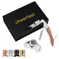 Kit cadeau d'accessoires à vin en métal 2 pièces avec tire-bouchon manuel et bouchon à champagne – Échantillon d'essai disponible