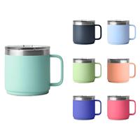 Mug à café en acier inoxydable empilable personnalisé de 12 oz avec couvercle coulissant et poignée, double paroi sous vide, gobelet isotherme de 12 oz