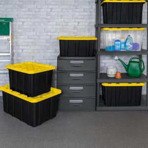 Heavy Duty <strong>Plastic</strong> Storage <strong>Bin</strong> with <strong>Lid</strong> Stackable Industrial Storage Tote Container Box for Home Garage Attic Organization - Product Image 4