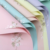 Kertas Pembungkus Bunga Korea Tahan Air, Kertas Kemasan Buket Bunga 20 Lembar, Lembaran Bunga Pastel untuk Hadiah dan Kerajinan