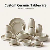 Bols et assiettes ronds en céramique brillante de style nordique très vendus ensemble de dîner en porcelaine moderne de luxe
