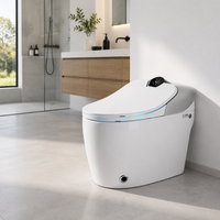 WC intelligent à poser au sol avec télécommande à double chasse, cuvette allongée, économie d'eau, sanitaires en céramique