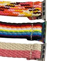 Bracelet de montre en sangle élastique tressée en polyester recyclé, accessoires de couture colorés personnalisés et extensibles pour vêtements