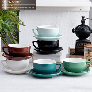 Juego <span class=keywords><strong>de</strong></span> Taza y Platillo <span class=keywords><strong>de</strong></span> Cerámica Estilo Sawada <span class=keywords><strong>de</strong></span> Boca Ancha <span class=keywords><strong>de</strong></span> 320 ml, Taza Colorida para Latte Art y Cappuccino para el Hogar o Cafetería - Product Image 3