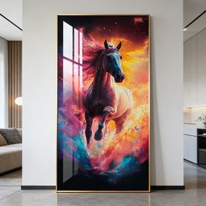 Decoración de Pared de Porcelana de Cristal con Diseño de Caballos y Nubes Coloridas para la Entrada del Salón, Decoración del Hogar Personalizada al por Mayor - Product Image 6