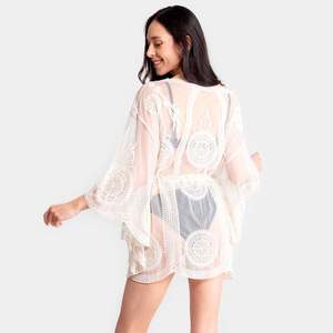 Blusa <span class=keywords><strong>de</strong></span> playa para mujer Blusa <span class=keywords><strong>de</strong></span> encaje bordado <span class=keywords><strong>de</strong></span> malla Suntan Sexy Bikini Traje <span class=keywords><strong>de</strong></span> baño Cubrir Ropa <span class=keywords><strong>de</strong></span> playa - Product Image 6