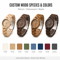 Montre en bois massif naturel pour montre à quartz, boîtier et bracelet en bois légers, bois personnalisé