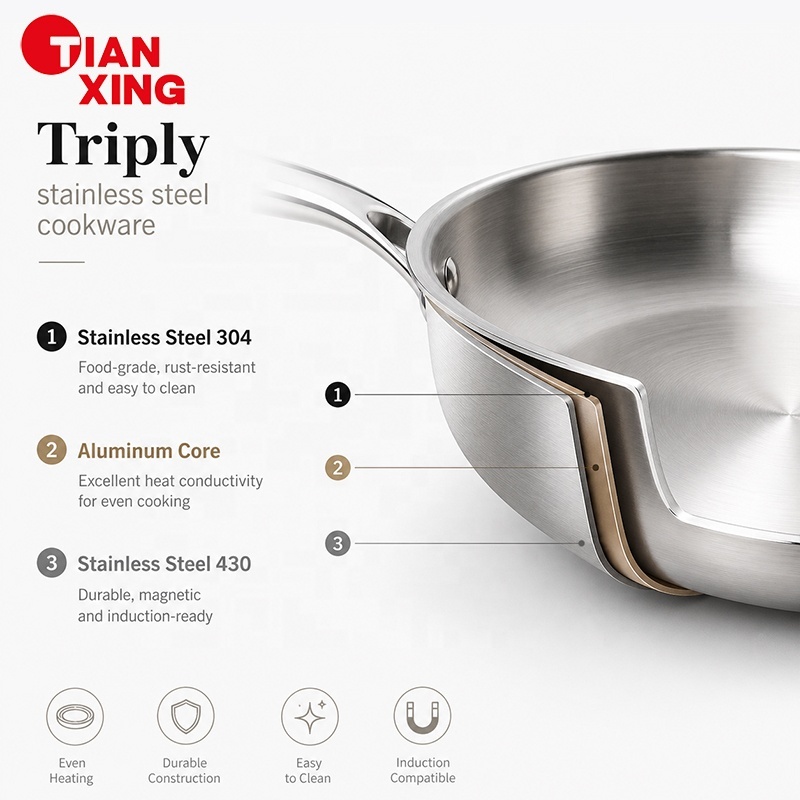TIANXING Dishwasher & Oven Safe Germany Cookware Sets Triply Stainless Steel Casserole Set Luxury Pots For Cooking High Quality · image 2