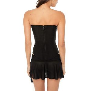 Collection Printemps – Ensemble Sexy Personnalisé pour Femme : Top Bustier Taille Fine et Mini-Jupe Fendue Taille Basse – Tenue de Soirée Sexy pour Femme - Product Image 2