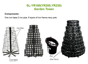 Torre de Cultivo Vertical Aeropónica e Hidropónica Negra con Plástico PP Resistente para Jardín Exterior, para Flores, Capacidad de 100 kg - Product Image 6