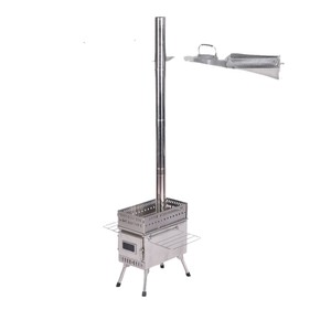 Portable Stainless Steel Wood <b>Stove</b> For Camping Outdoor Tent Heater With Chimney Foldable Design - Product Image 4