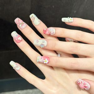 Uñas Postizas Kawaii 3D con Diseño de Mariposa, Oso y Fresa, Reutilizables, Hechas a Mano, Venta al por Mayor, 10 Piezas, Puntas de Uñas Acrílicas - Product Image 5