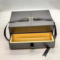 Boîte cadeau rigide à double tiroir avec nœud papillon, finition mate, écologique, double couche, emballage haut de gamme