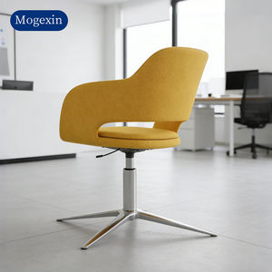 Chaise de bureau de direction moderne et luxueuse en tissu, avec pieds pivotants en métal jaune, pour bureau à domicile - Product Image 4